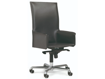 PASQUALINA - Swivel high-back tanned leather office chair with armrests by ENRICO PELLIZZONI - view 2